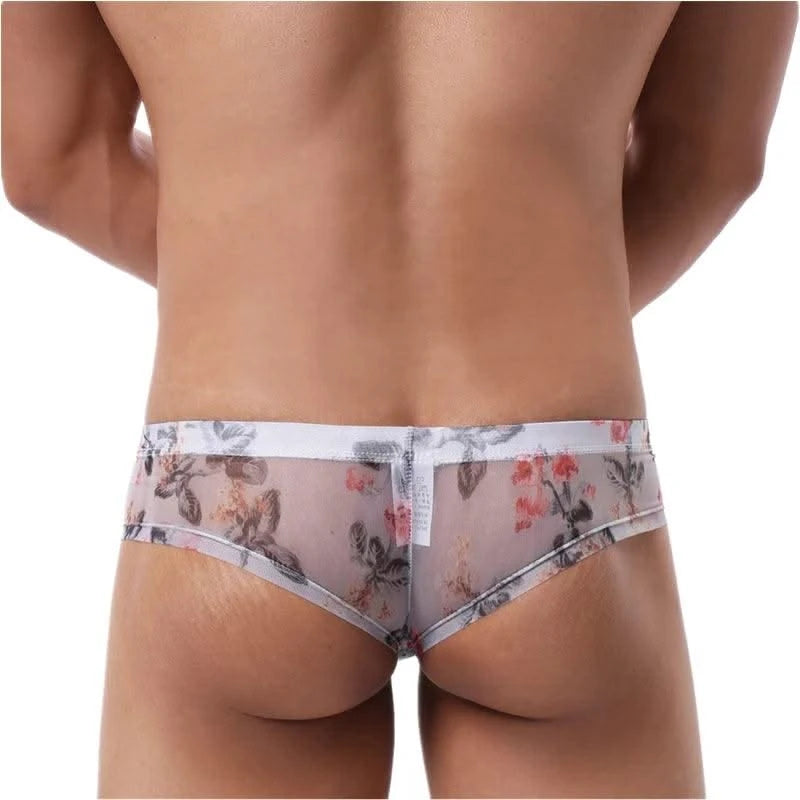 Sexy Mens Boxers Shorts Man Transparent Underwear Men Breathable Boxer Briefs Mesh Print Men's Panties Men U Pouch Bikini Shorts