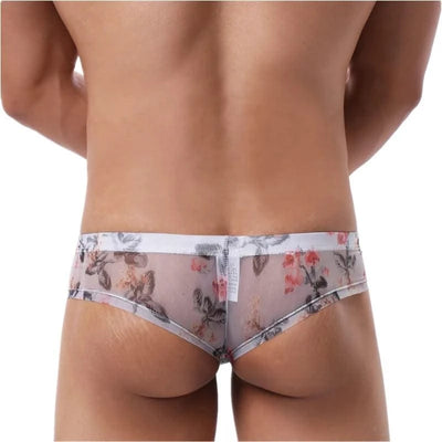Sexy Mens Boxers Shorts Man Transparent Underwear Men Breathable Boxer Briefs Mesh Print Men's Panties Men U Pouch Bikini Shorts