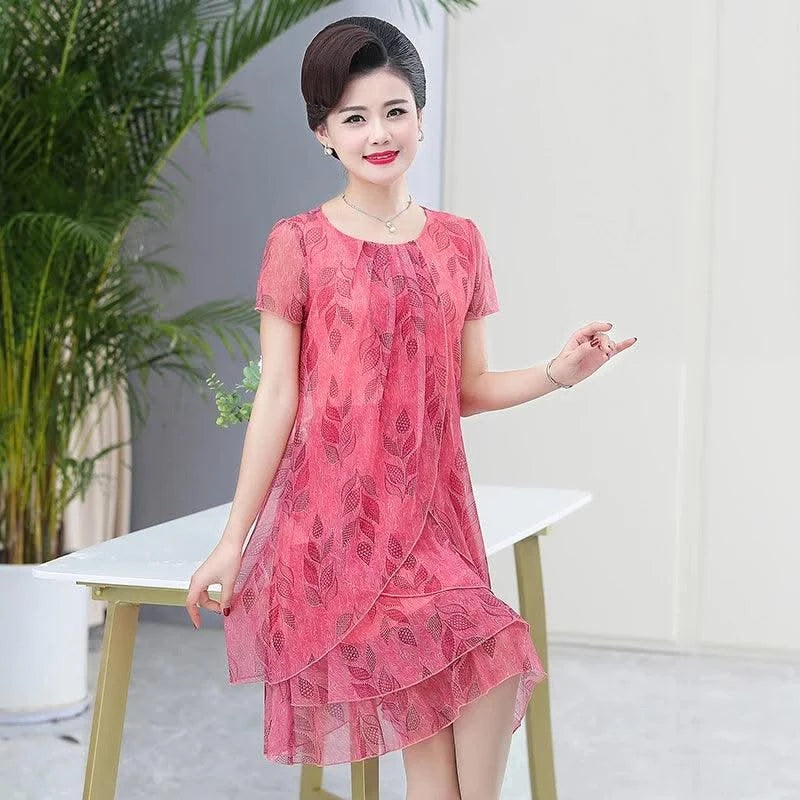 Summer  Dress NEW Casual Short Sleeve O-Neck Floral Print