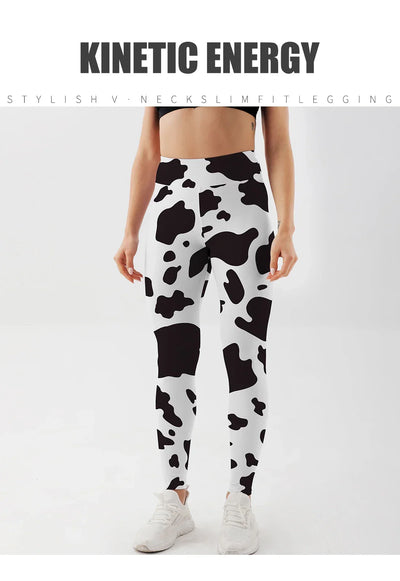 Yoga Pants Women Cow Black Leggings For Fitness High Waist Gym Legging Push Up Workout Fitness Women Printed Leggings