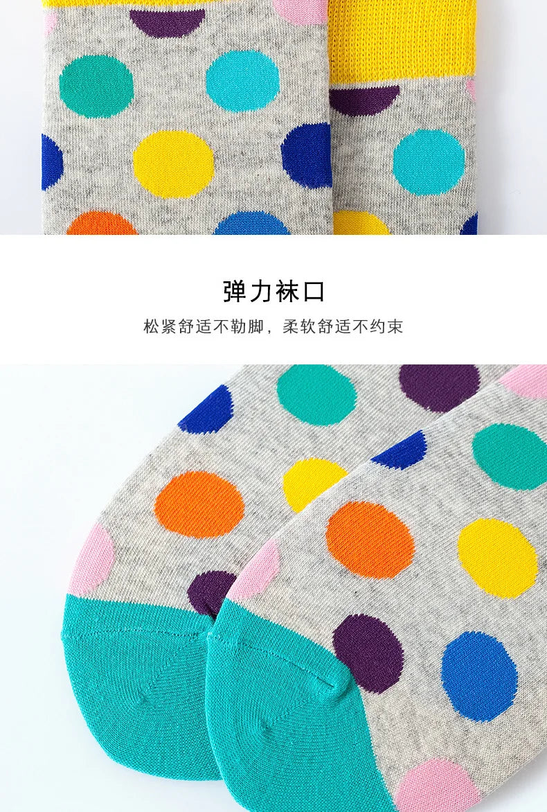 Women Crew Socks Funny Cute Cartoon candy colour dot crew socks Happy Harajuku skateboard Socks sox dropshipping