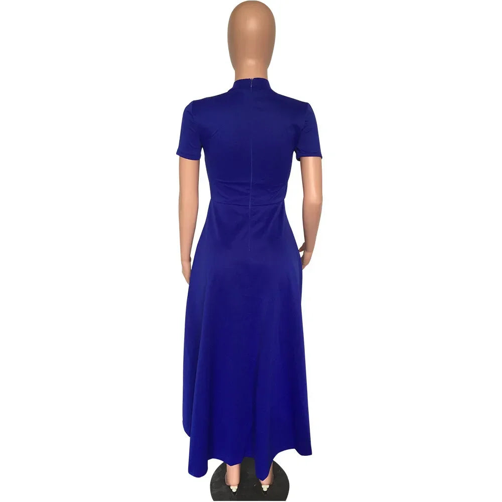 Fashion Evening Party Club Dress For Women Short Sleeve Irregular Ruffle Robe Dinner Dress Female African Clothing White Vestido