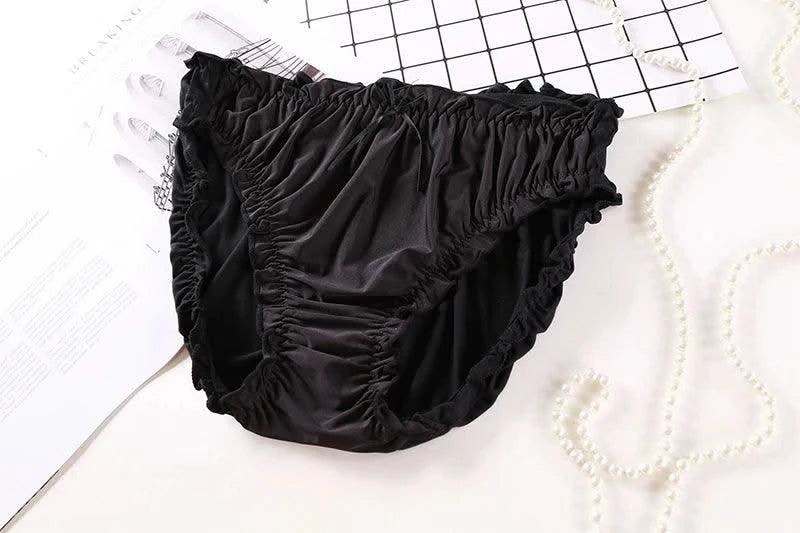 Large Size Mid Waist Panties For Women Ladies Breathable Underwear Briefs Elastic Comfortable Sexy Ruffles Underwear Lingerie