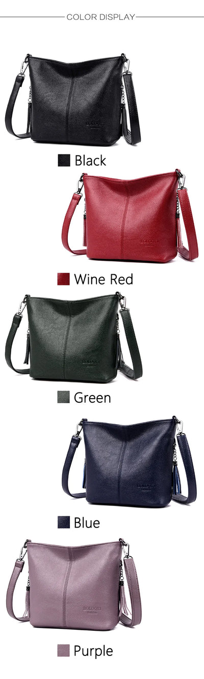 Hand Crossbody Bags For Women 2024 New Luxury Designer Handbag Leather Tassel Shoulder Bags Purses And Handbags Tote Bag Bolsa