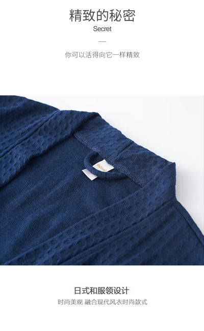 Waffle Couple Bathrobe Short Male Female Kimono Korean Style Nightwear Daily Casual Home Lounge Robe домашняя одежда женская