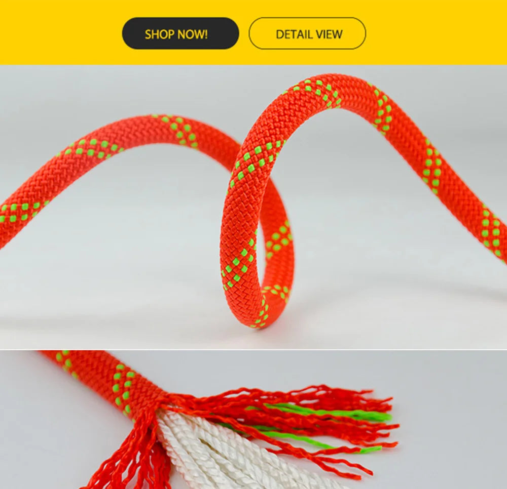 50m Static Climbing Rope 8mm Outdoor Survival Rescue And Safety Cord Climbing Wall Equipment Accessorie Car Tow Rope 10m 20m 30m