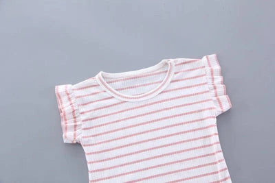 Summer Children Clothing Baby Cute  Girls Casual T-Shirts Bib Shorts 2Pcs/Set Toddler Cartoon Fashion Cotton Infant Clothes Suit