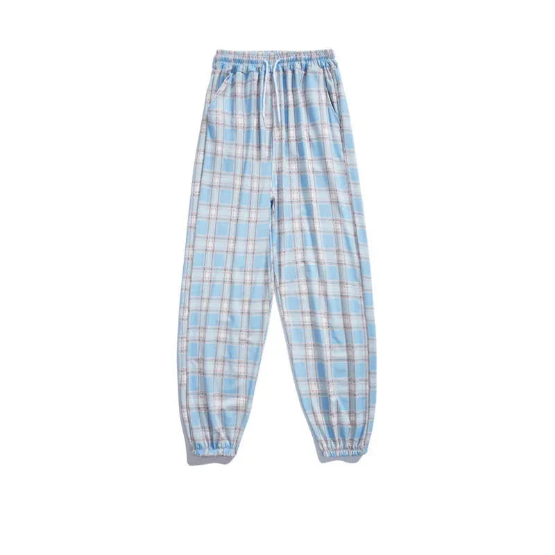 Pants Women New Bunch of feet Fashion Loose Black Plaid Summer Harajuku Students Streetwear Harem Long Trousers Womens Chic