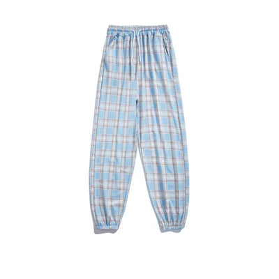 Pants Women New Bunch of feet Fashion Loose Black Plaid Summer Harajuku Students Streetwear Harem Long Trousers Womens Chic