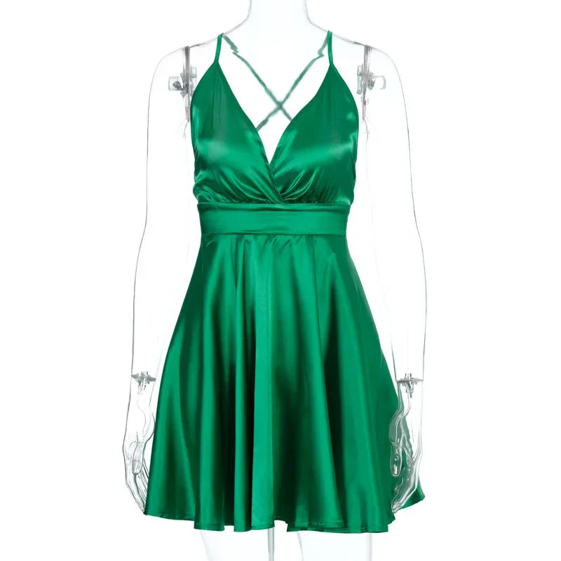 Women's Dress 2024 Fashion Summer elegant bow white female mini dress party cute sexy french romantic silk dress women
