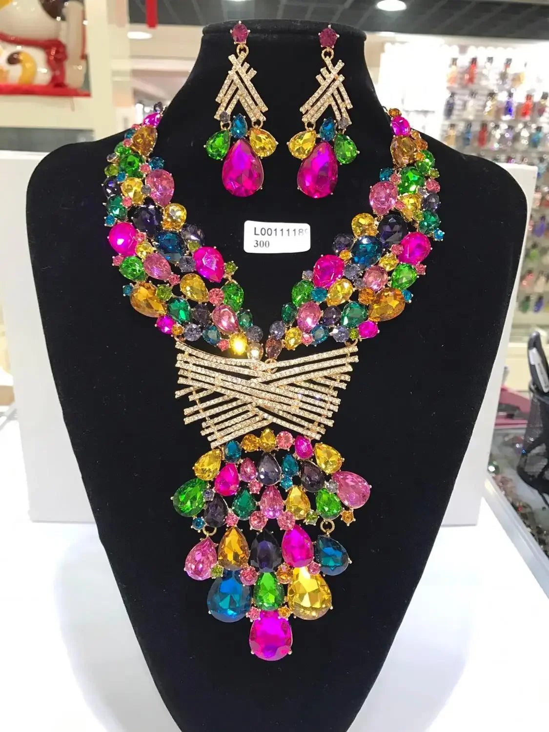 Women Luxury Necklaces Set Wedding Delicate Fashion Jewelery Set Crystal Rhinestone Earrings Jewelry Sets