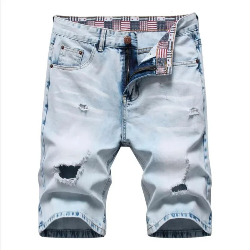 2023 Summer New Mens Ripped Short Jeans Brand Clothing Bermuda Cotton Shorts Men Thin Breathable Casual Denim Shorts