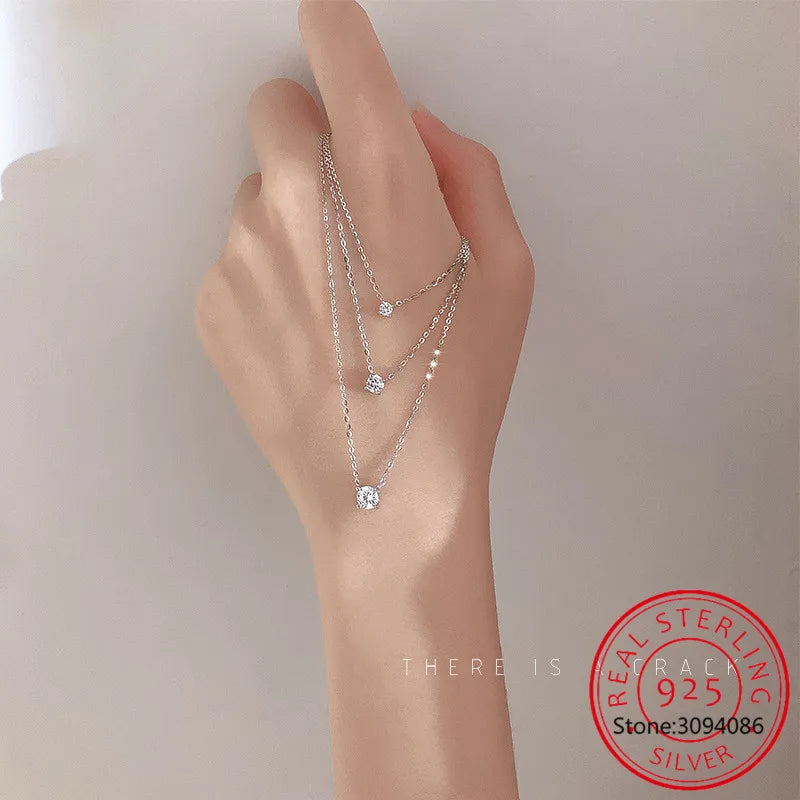 1CT 2CT 3CT Moissanite Pendant Necklace For Women Original 925 Silver Chains Solitaire Drop Necklaces Bridal Fine Jewelry