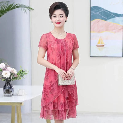 Summer  Dress NEW Casual Short Sleeve O-Neck Floral Print
