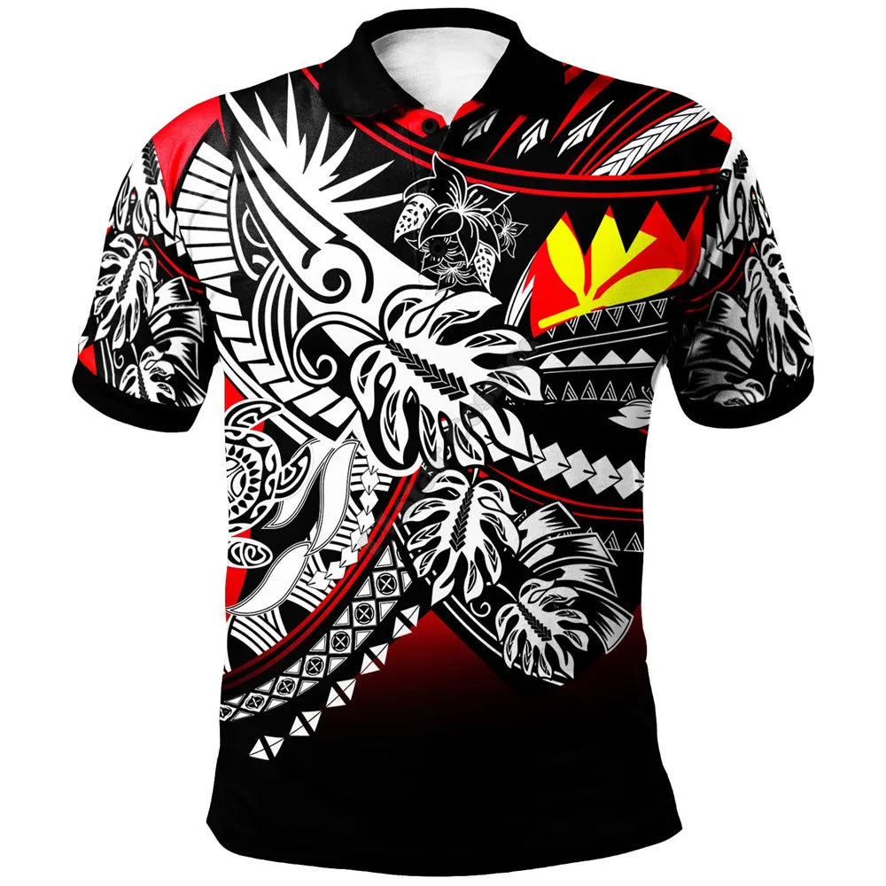 Polynesian Hawaii Polo Shirts Humpback Whale with Tropical Flowers 3D Printed Polo Shirt Men Women Short Sleeve Summer T-shirt