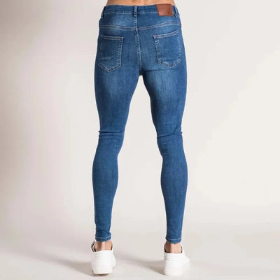 Fashion White Elastic Skinny Pants Man Ripped Jeans Male Streetwear Vintage Wash Solid Denim Trouser Mens Casual Slim fit Pants