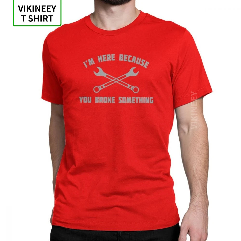 Men Mechanic T Shirts Car Fix Engineer 100% Cotton Clothing Novelty Short Sleeve Round Collar Tees Printed T-Shirt