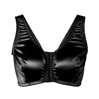 Women Full Coverage Bra Plus Size Comfort And Support Satin Bra Imitated Silk No Padded Wireless Front Closure Vest Underwear