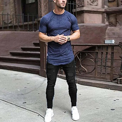 Fashion White Elastic Skinny Pants Man Ripped Jeans Male Streetwear Vintage Wash Solid Denim Trouser Mens Casual Slim fit Pants