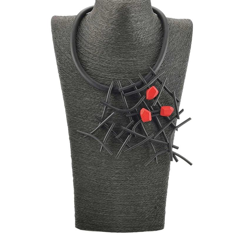 UKEBAY New Designer Luxury Necklaces Women Handmade Gothic Pendant Necklace Rubber jewelry Wooden Accessories Statement Jewelry