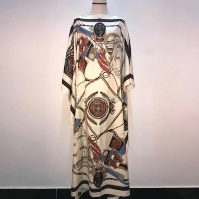 Printed  Dresses For Women 2021 Fashion Design Loose Dress Batwing Maxi Long Femme Vestidos Summer Autumn Party Elegant Dress