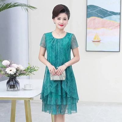 Summer  Dress NEW Casual Short Sleeve O-Neck Floral Print