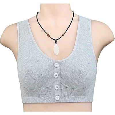 Front Closure Cotton Bras Women Removable Padded Bra Soft Camisole Middle Age Women Everyday Underwear Big Bust 50/115 B C Cup
