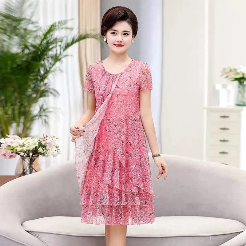 Summer  Dress NEW Casual Short Sleeve O-Neck Floral Print