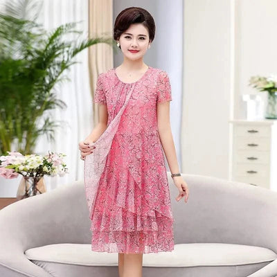Summer  Dress NEW Casual Short Sleeve O-Neck Floral Print