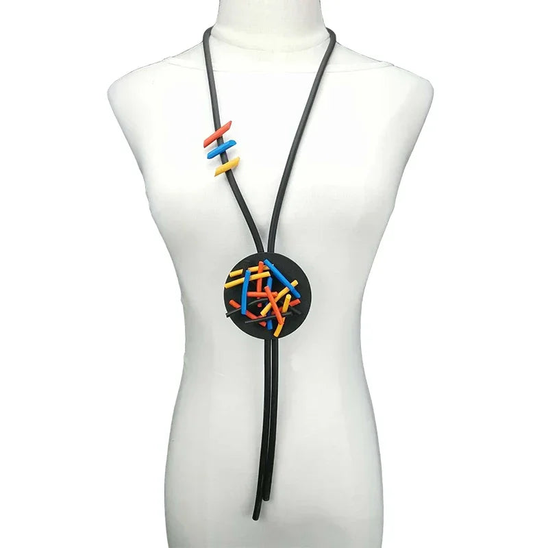 UKEBAY New Pendant Necklace Women Handmade Jewelry Rubber Necklaces Long Clothes Chain Statement Accessories Luxury Necklaces