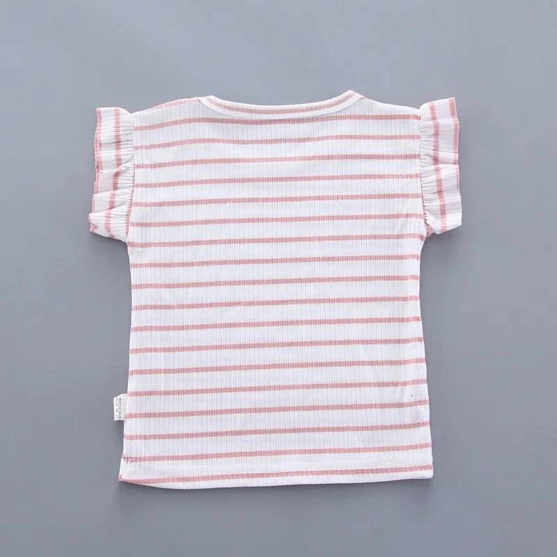 Summer Children Clothing Baby Cute  Girls Casual T-Shirts Bib Shorts 2Pcs/Set Toddler Cartoon Fashion Cotton Infant Clothes Suit