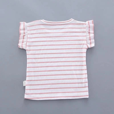 Summer Children Clothing Baby Cute  Girls Casual T-Shirts Bib Shorts 2Pcs/Set Toddler Cartoon Fashion Cotton Infant Clothes Suit