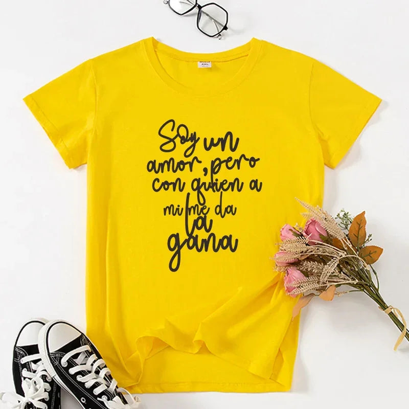 Spanish Phrase camiseta mujer Short sleeve Women T-shirts Aesthetic Graphic Print clothes shirts lady tshirt mujer camisetas