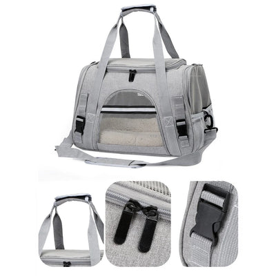 Soft Pet Carriers Portable Breathable Foldable Bag Cat Dog Carrier Bags Outgoing Travel Pets Handbag with Locking Safety Zippers
