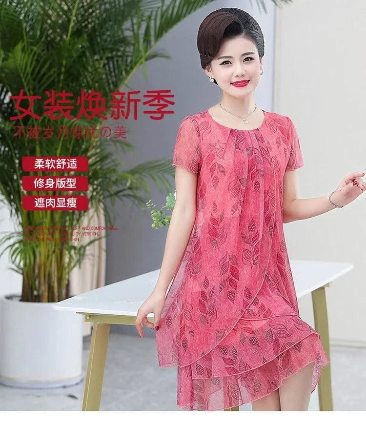 Summer  Dress NEW Casual Short Sleeve O-Neck Floral Print