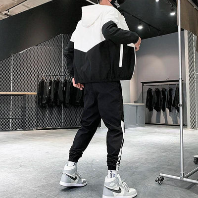 2025 Men Tracksuit Casual Joggers Hooded Sportswear Jackets And Pants 2 Piece Sets Hip Hop Running Sports Suit - Elanique