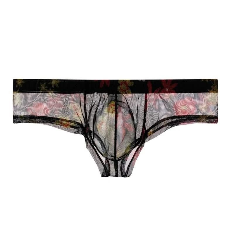 Sexy Mens Boxers Shorts Man Transparent Underwear Men Breathable Boxer Briefs Mesh Print Men's Panties Men U Pouch Bikini Shorts