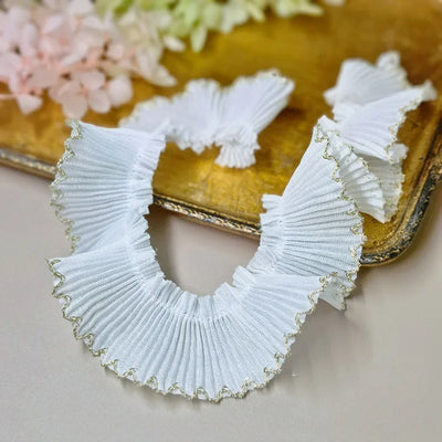 4M/lot 3cm Wine red/pink/Beige Chiffon Pleated Lace Dog Tooth Ruffle Lace Trimming for Dress Pet Cloth Home Decoration X1496