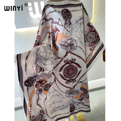 Printed  Dresses For Women 2021 Fashion Design Loose Dress Batwing Maxi Long Femme Vestidos Summer Autumn Party Elegant Dress