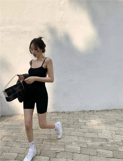 Jumpsuit women summer new style 2021 sexy tight-fitting hip shorts hot pants sleeveless black one-piece Body for women body sexy