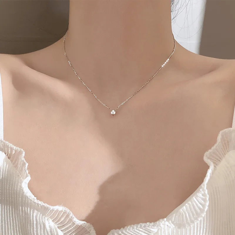 1CT 2CT 3CT Moissanite Pendant Necklace For Women Original 925 Silver Chains Solitaire Drop Necklaces Bridal Fine Jewelry
