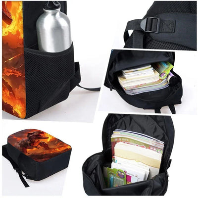 3 Pcs Set Dinosaur Round Lunch Bags ,Pencil Bags ,School Bags for Boy/Girls Best Gifts 3D Cartoon Backpack for Children