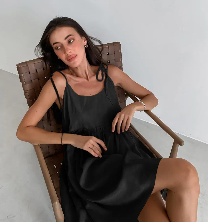 Sexy Backless Beach Dress for Women V Neck Splice Folds Mini Dresses Womens Party Elegant Bandage Short Sundress Female