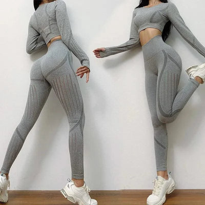 2020 New Active Wear Sets Women Workout Clothes Gym Wear Tracksuits Yoga Jogging Track Outfit Legging Long Sleeves Shirts Suits