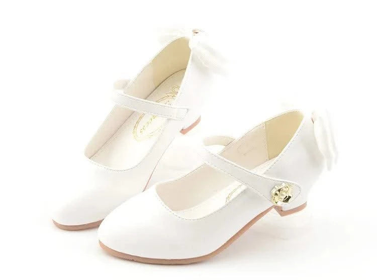 Children Leather Bowknot High Heel Girls Shoes | Princess Shoes | Casual Shoes for Kids(27-38) | Party | Dance Performance | Fancy dress Sandals