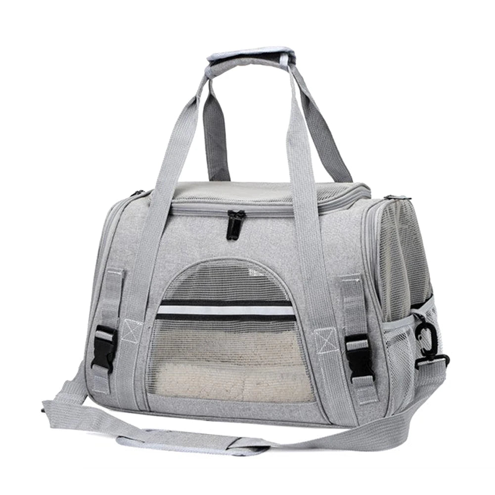 Soft Pet Carriers Portable Breathable Foldable Bag Cat Dog Carrier Bags Outgoing Travel Pets Handbag with Locking Safety Zippers