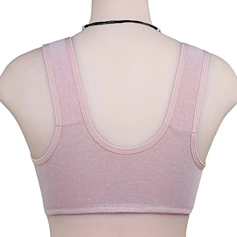 Front Closure Cotton Bras Women Removable Padded Bra Soft Camisole Middle Age Women Everyday Underwear Big Bust 50/115 B C Cup