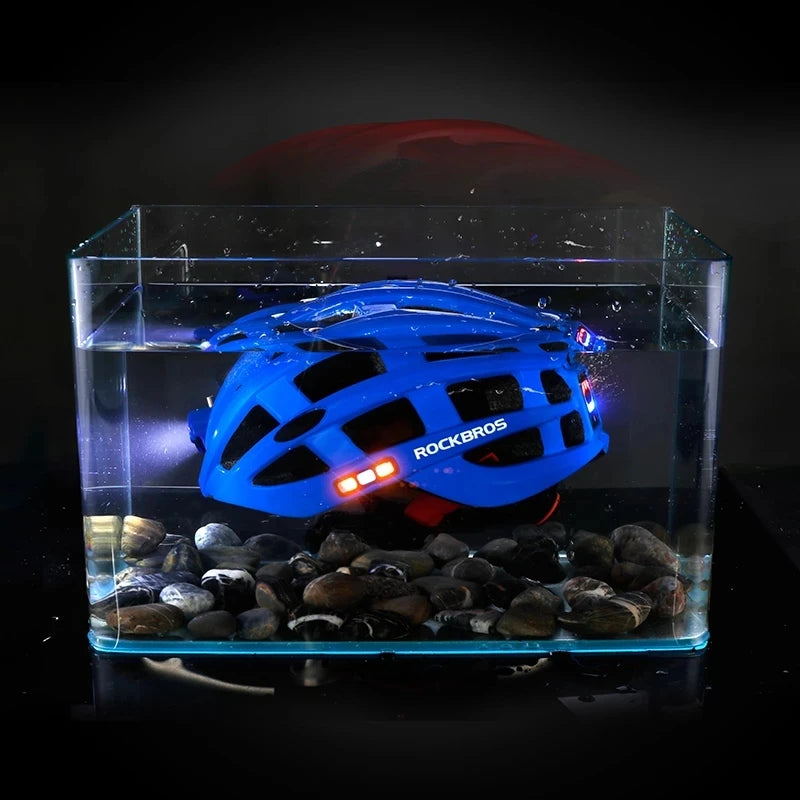 ROCKBROS Bicycle Helmets Ultralight Cycling Helmet Mountain Road Bike Helmet With Glowing Headlight Warning Light Safety Cap