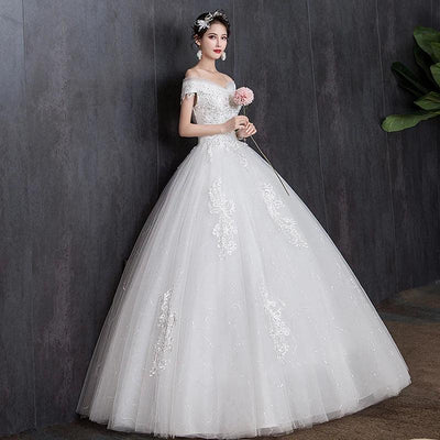 Shoulder Wedding Dress Light Appliques Pearls Lace Fashion Wholesale Cheap Simple Bride Dress Vestidos De Novia Customized