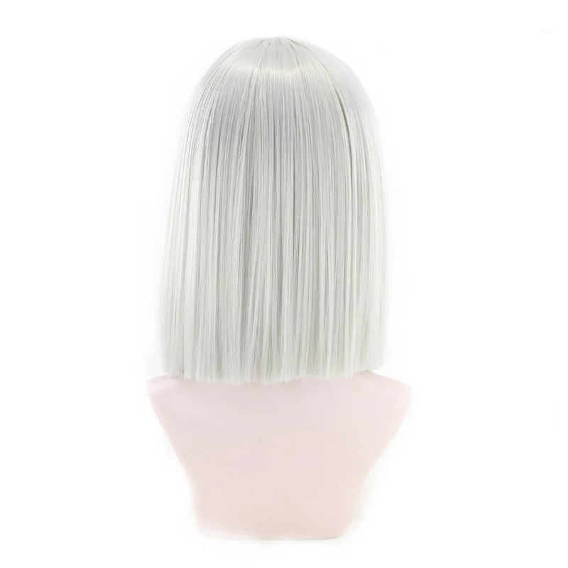 Synthetic Hair Short Wig With Bangs Cosplay Wigs For Women Straight Bob Wig Korean Pink Red Brown Blue Green White Purple Grey